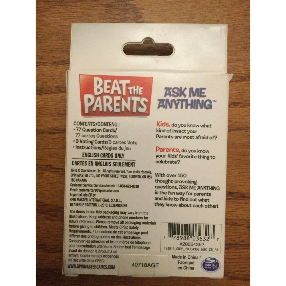 Beat The Parents‎ Ask Me Anything Card Game